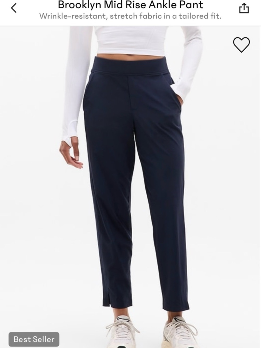 Athleta Navy Mid-Rise Cropped Ankle Pants
